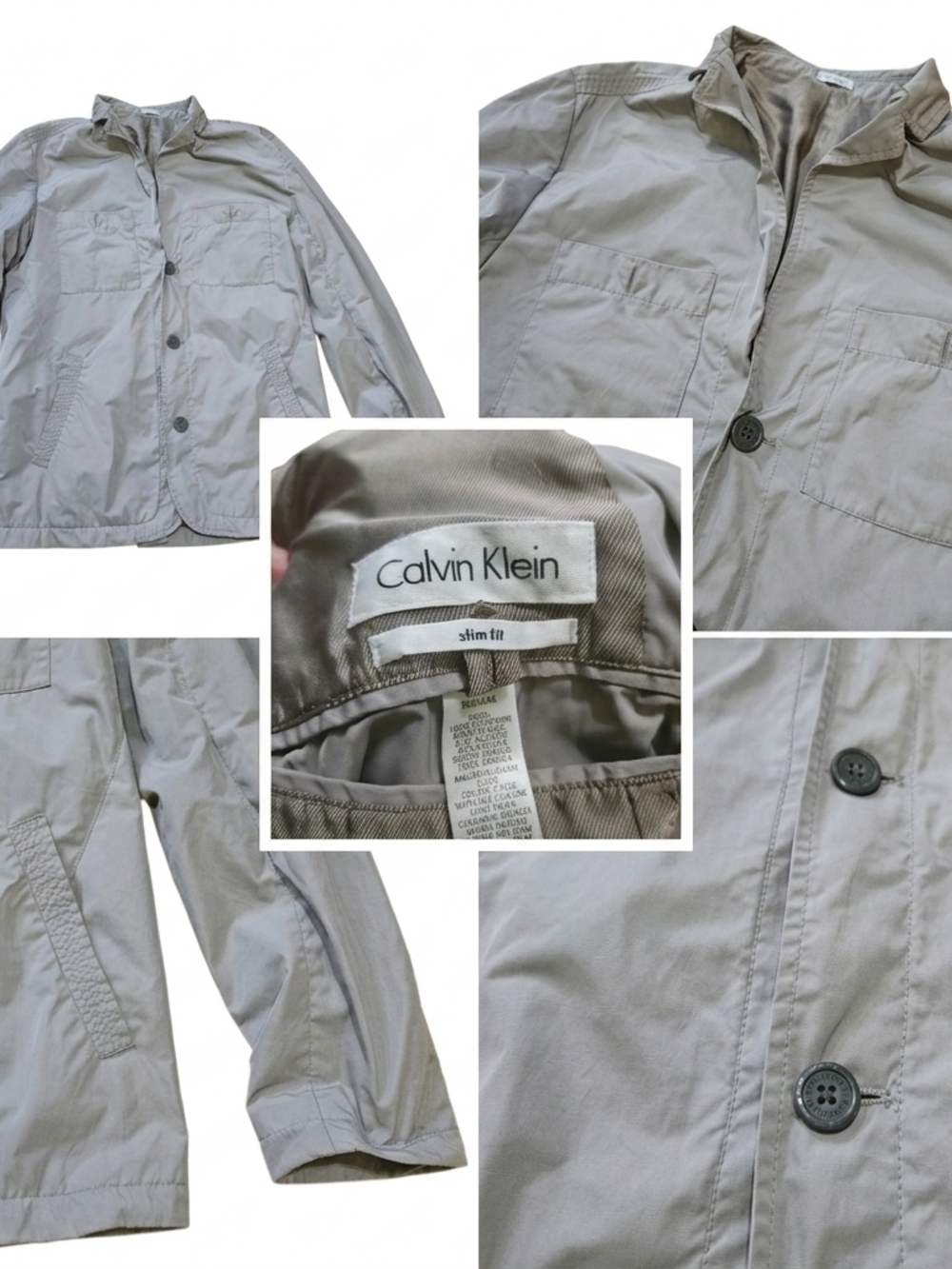 Calvin Klein Men's Slim Fit Field Jacket Grey Lightweight Utility Shirt Jacket -
